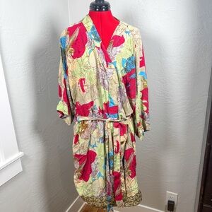 Sudara PunJammies Floral Kimono Robe Wrap Dress Plus Size